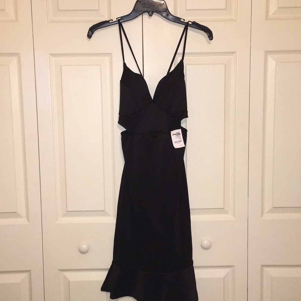 Sexy fit n flare cutout ruffle dress